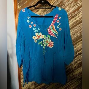 Johnny Was embroidered vneck blouse